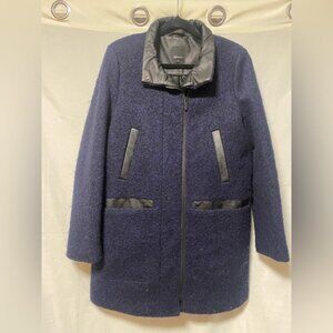 Reitmans Navy Wool and Vegan Leather Coat  Large